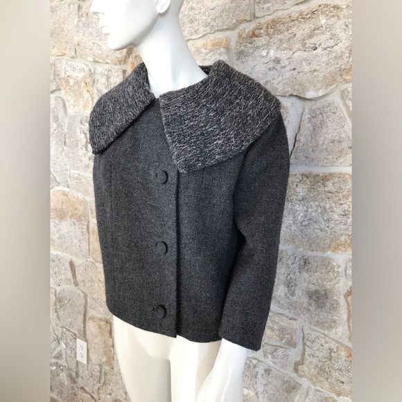 Wonderful Vintage 1960s Italian Wool Coat Jacket Textured Exaggerated Collar - Picture 6 of 15